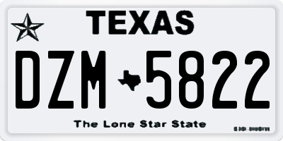 TX license plate DZM5822
