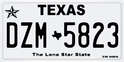 TX license plate DZM5823