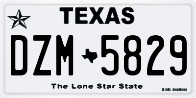 TX license plate DZM5829