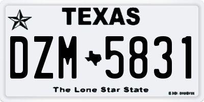 TX license plate DZM5831