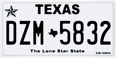 TX license plate DZM5832