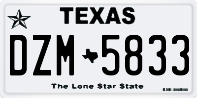TX license plate DZM5833