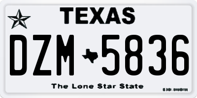 TX license plate DZM5836