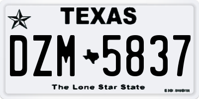 TX license plate DZM5837
