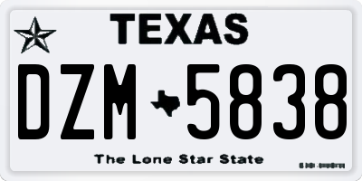 TX license plate DZM5838