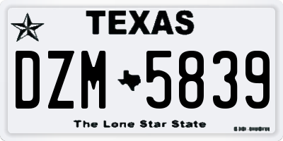 TX license plate DZM5839