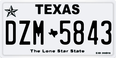 TX license plate DZM5843