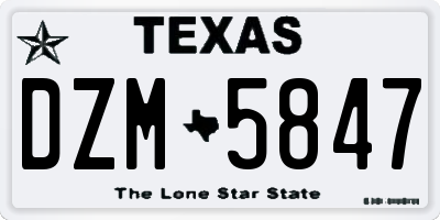 TX license plate DZM5847
