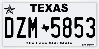 TX license plate DZM5853