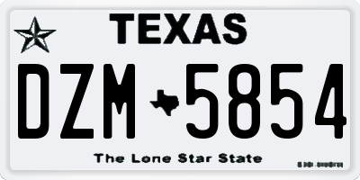 TX license plate DZM5854