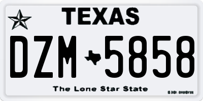 TX license plate DZM5858