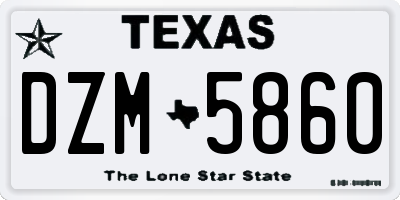 TX license plate DZM5860