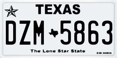 TX license plate DZM5863
