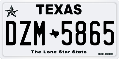 TX license plate DZM5865