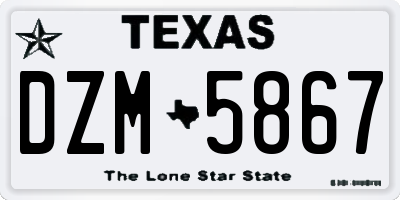 TX license plate DZM5867