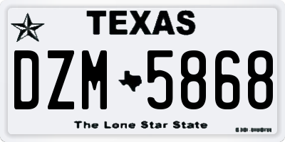 TX license plate DZM5868