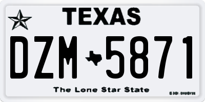 TX license plate DZM5871