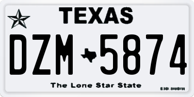 TX license plate DZM5874