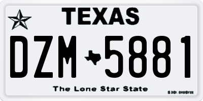 TX license plate DZM5881