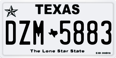 TX license plate DZM5883