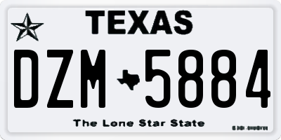 TX license plate DZM5884