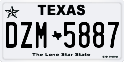 TX license plate DZM5887