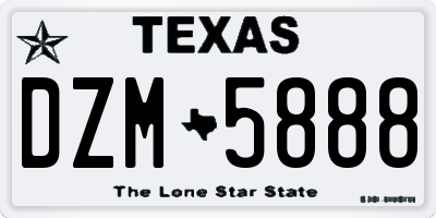 TX license plate DZM5888
