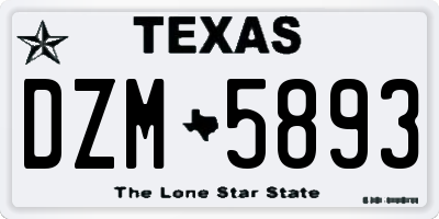 TX license plate DZM5893