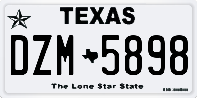 TX license plate DZM5898