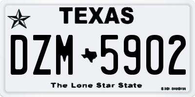 TX license plate DZM5902