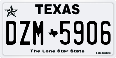 TX license plate DZM5906