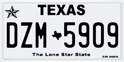 TX license plate DZM5909