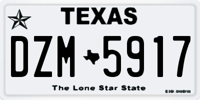 TX license plate DZM5917
