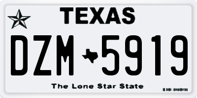 TX license plate DZM5919