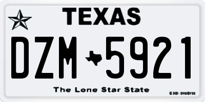 TX license plate DZM5921