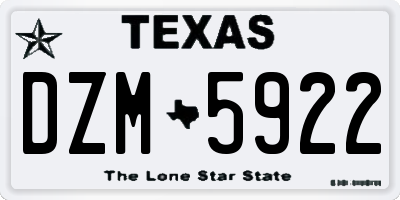TX license plate DZM5922