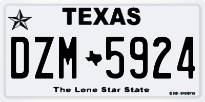 TX license plate DZM5924