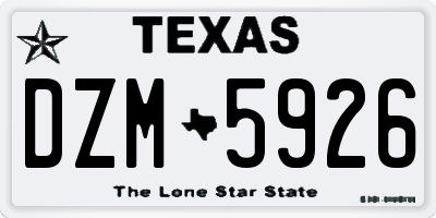 TX license plate DZM5926