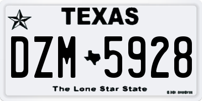 TX license plate DZM5928