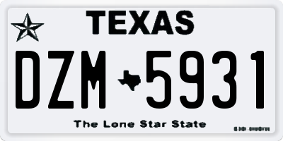 TX license plate DZM5931