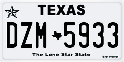 TX license plate DZM5933