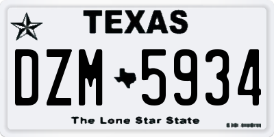 TX license plate DZM5934