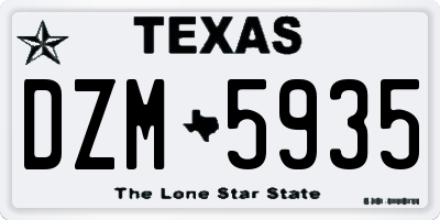 TX license plate DZM5935