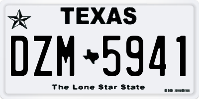 TX license plate DZM5941