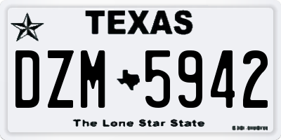 TX license plate DZM5942