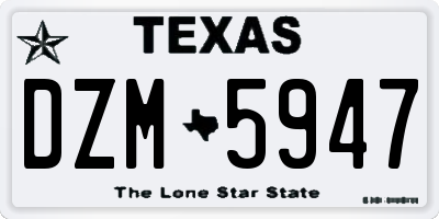 TX license plate DZM5947