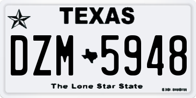 TX license plate DZM5948