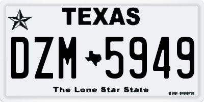 TX license plate DZM5949