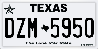 TX license plate DZM5950