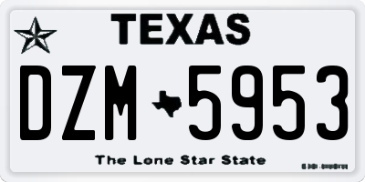 TX license plate DZM5953